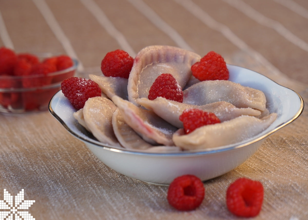 Raspberry Varenyky (Sweet Ukrainian Pierogi) - Frozen