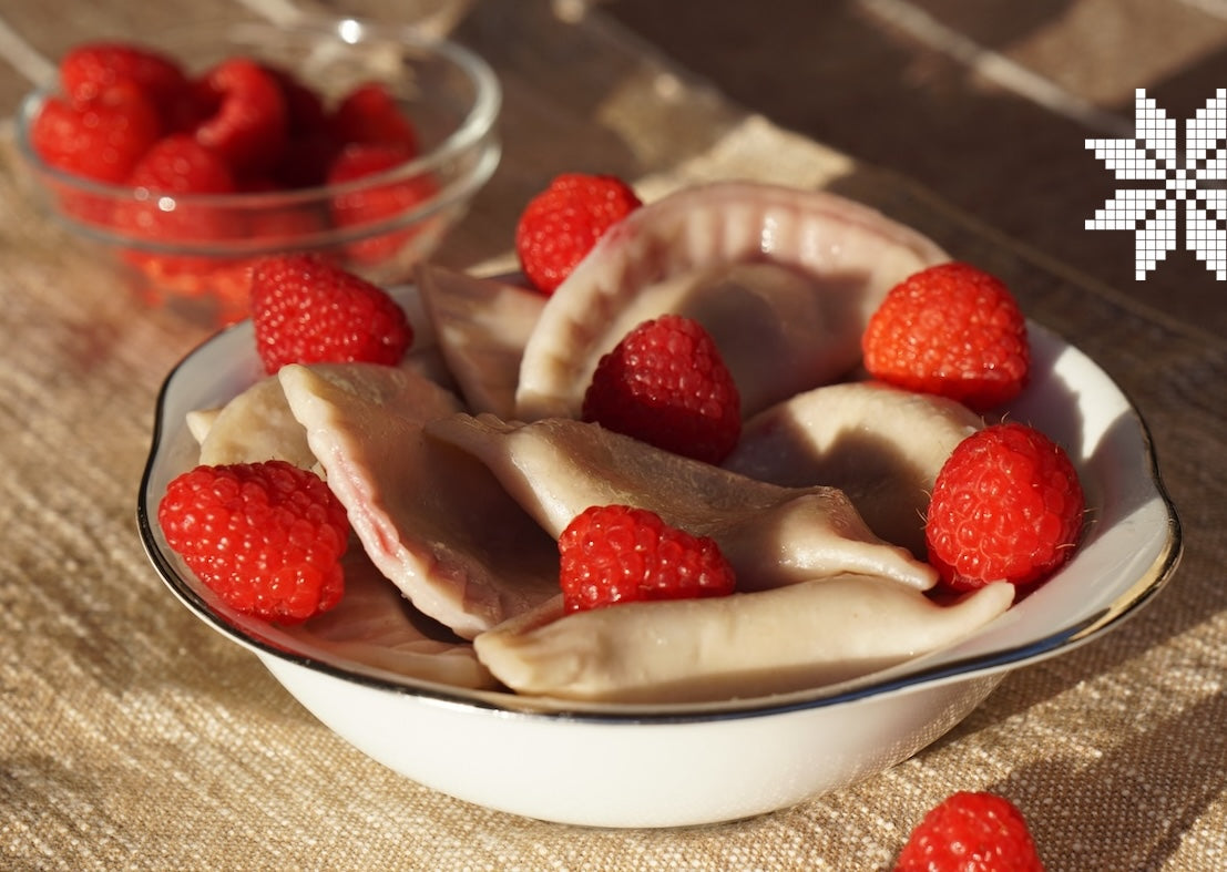 Raspberry Varenyky (Sweet Ukrainian Pierogi) - Frozen
