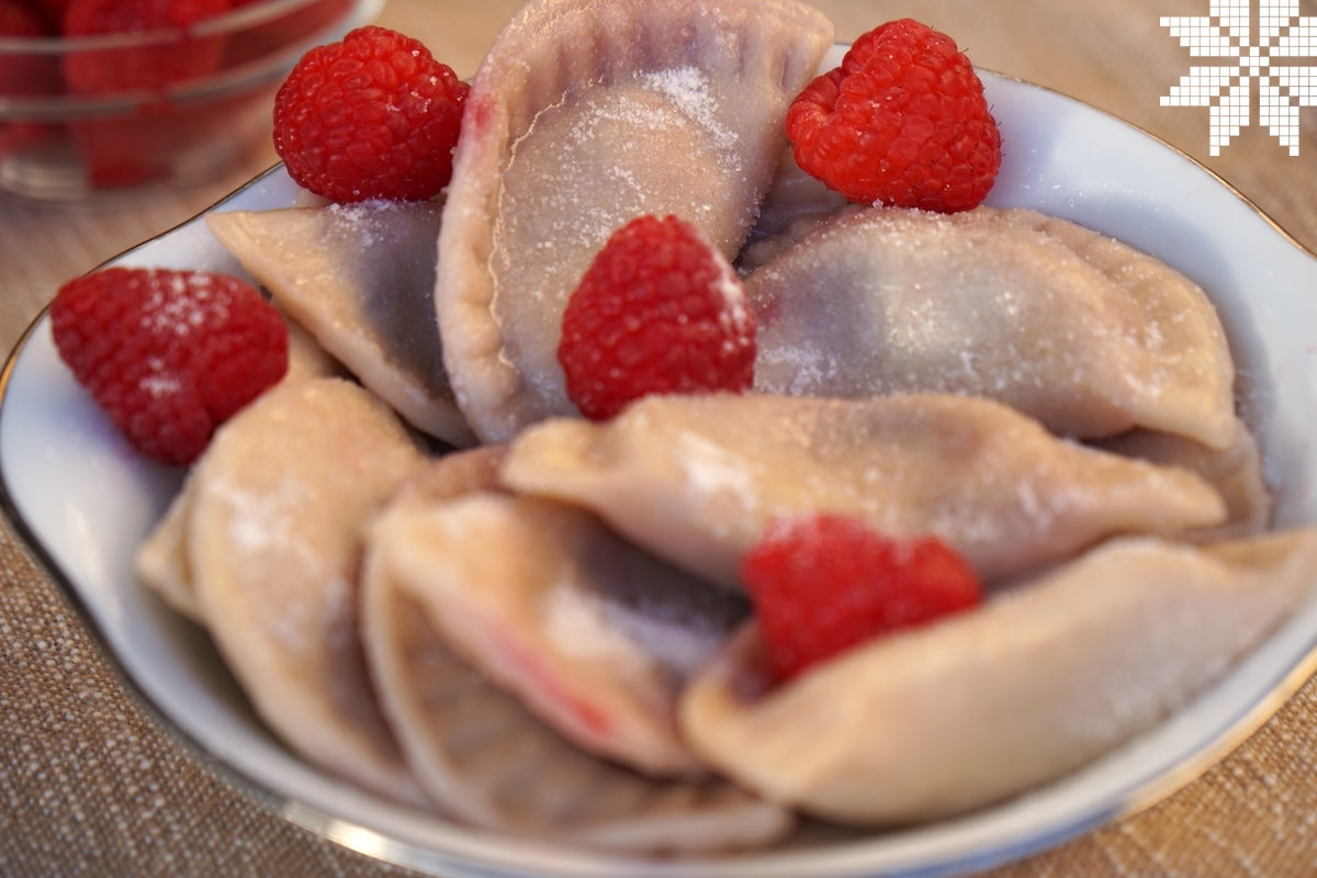 Raspberry Varenyky (Sweet Ukrainian Pierogi) - Frozen